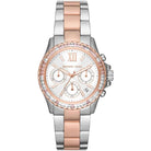 Michael Kors Everest MK7214 women's white dial two-tone stainless steel watch front view