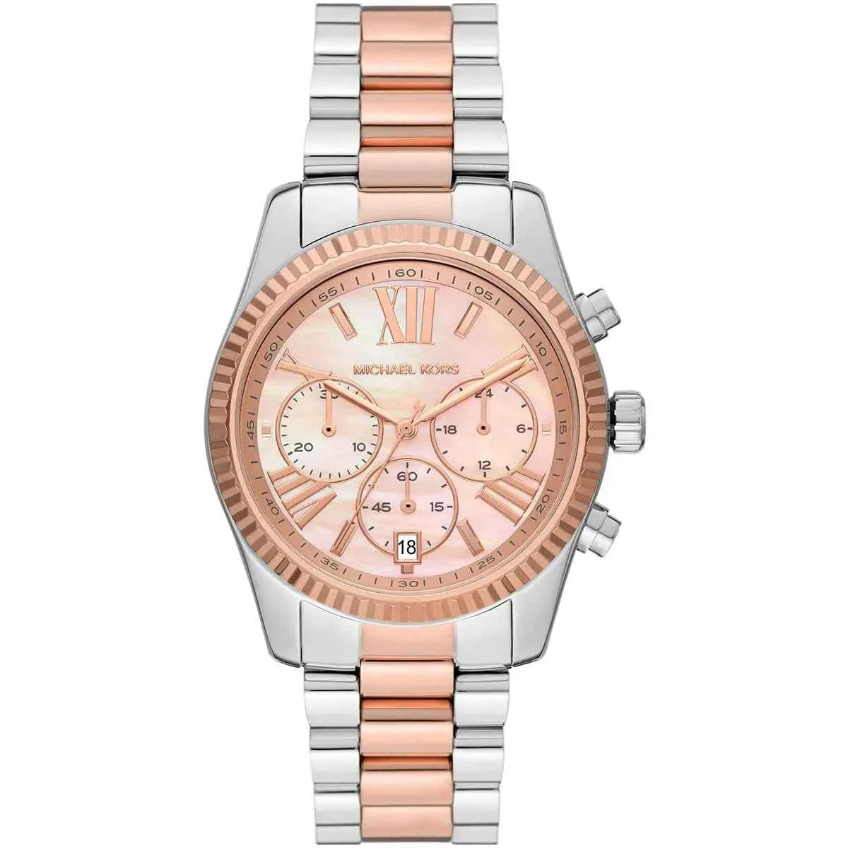 Michael Kors Lexington MK7219 Women's Rose Gold Dial Two-Tone Stainless Steel Watch