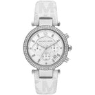 Michael Kors Parker MK7226 women's white dial white polyurethane strap watch front view