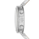 Side profile of Michael Kors Parker MK7226 white polyurethane strap watch