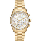 Michael Kors Lexington MK7241 women's white dial gold stainless steel watch front view