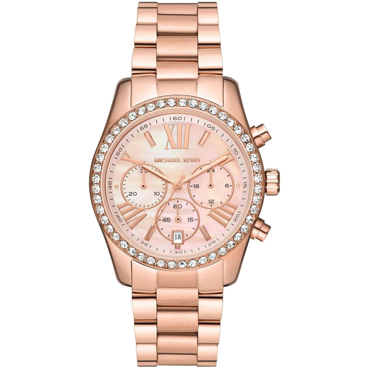 Michael Kors Lexington MK7242 women's rose gold dial rose gold stainless steel watch front view