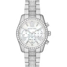 Michael Kors Lexington MK7243 women's white dial silver stainless steel watch front view
