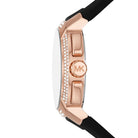 Side profile of Michael Kors Sidney MK7245 black silicone rubber strap watch