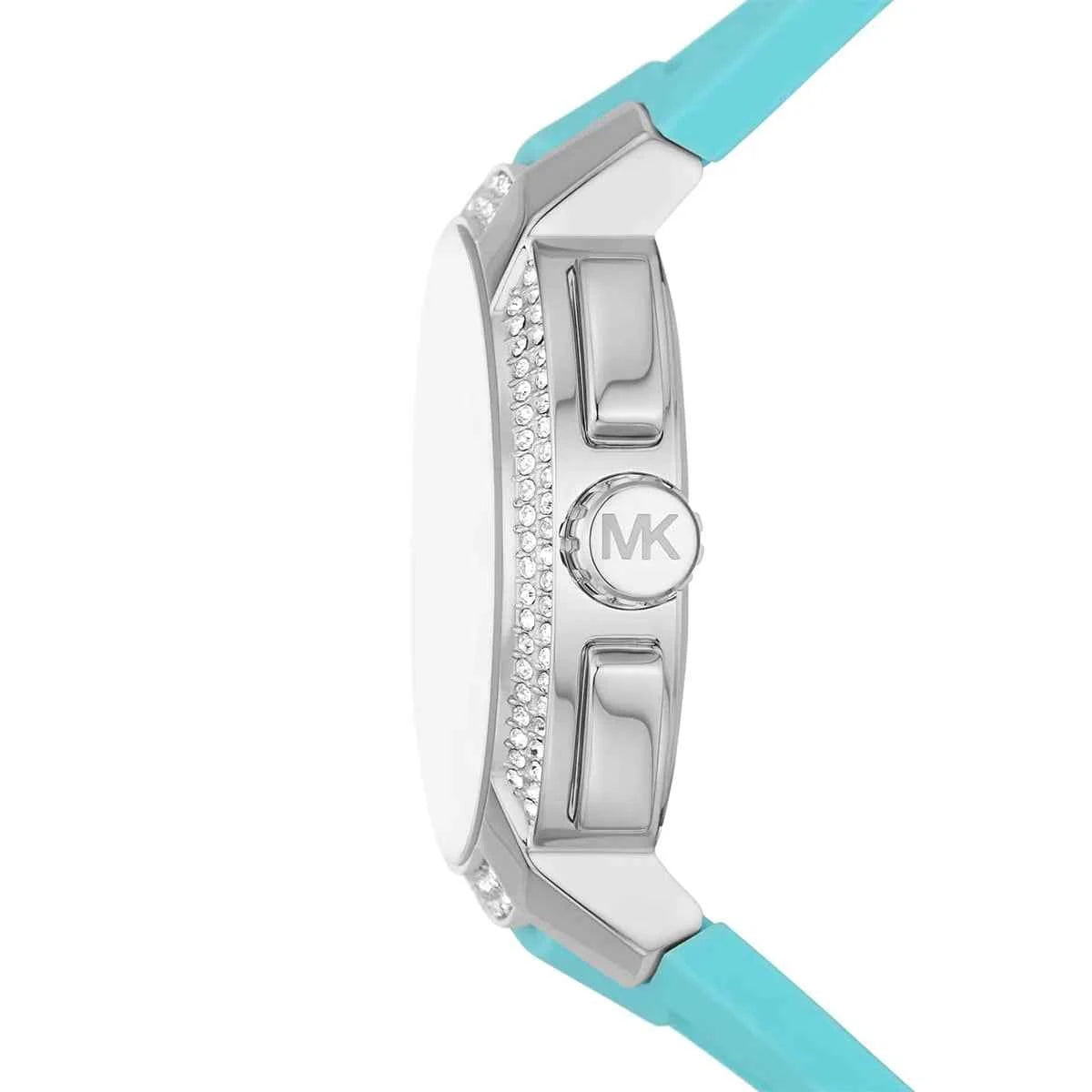 Michael Kors Sidney MK7246 Women's White Dial Turquoise Silicone Strap Watch