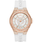 Michael Kors Camille MK7248 women's white dial white silicone strap watch front view