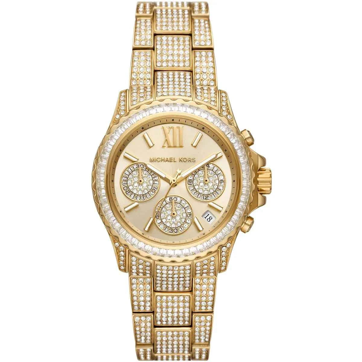 Michael Kors Everest MK7254 Women's Gold Dial Gold Stainless Steel Chronograph Watch