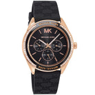 Close-up of Michael Kors MK7266 black analog dial with monthly and weekly date display