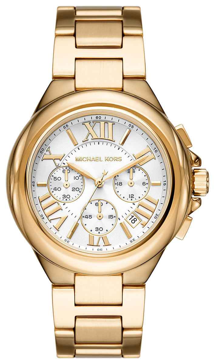 Michael Kors Oversized Camille MK7270 Women's White Dial Gold Stainless Steel Chronograph Watch