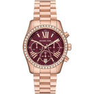 Michael Kors Lexington MK7275 Women's Red Dial Rose Gold Stainless Steel Chronograph Watch