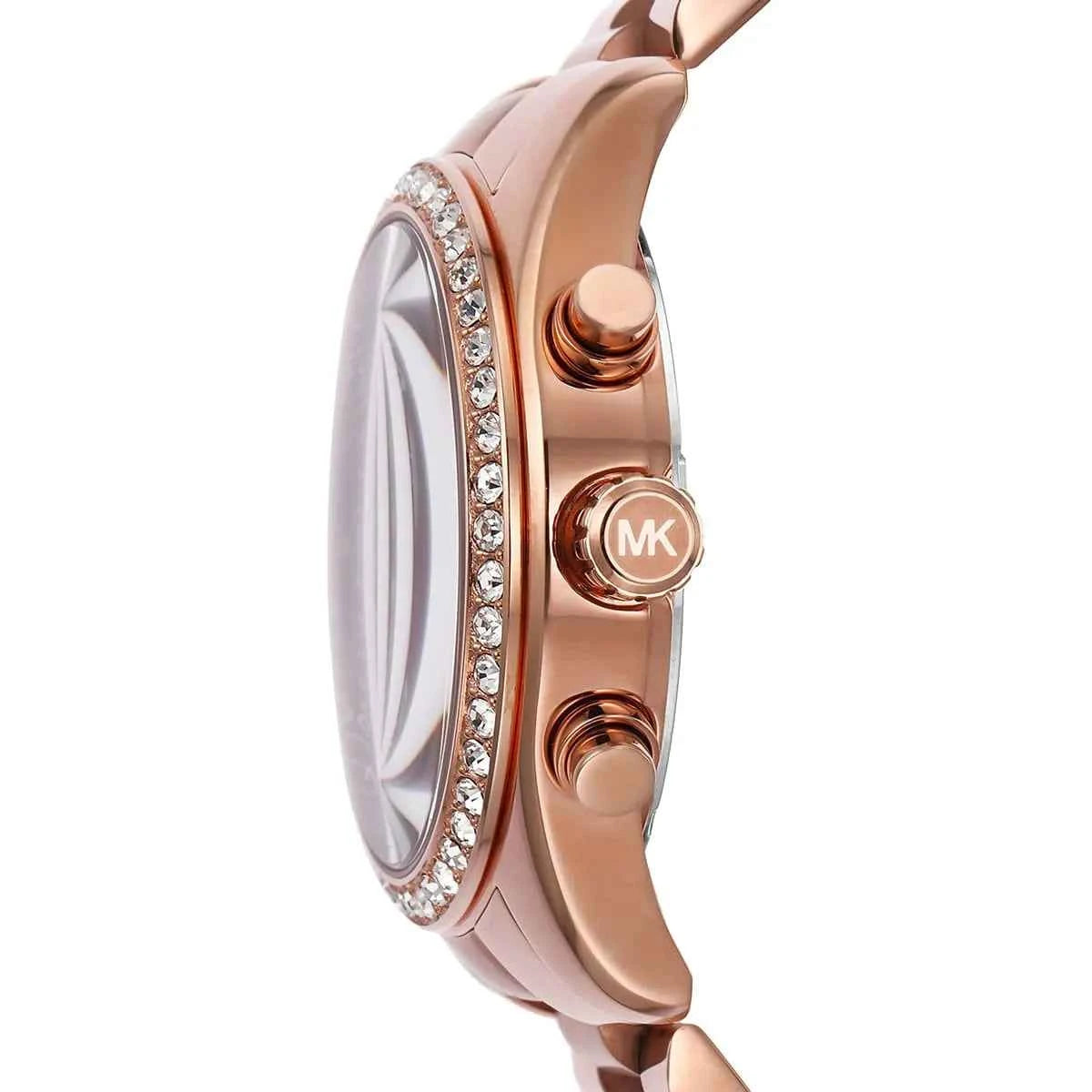 Michael Kors Lexington MK7275 Women's Red Dial Rose Gold Stainless Steel Chronograph Watch