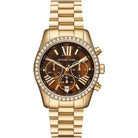Michael Kors Lexington MK7276 Women's Brown Dial Gold Stainless Steel Chronograph Watch