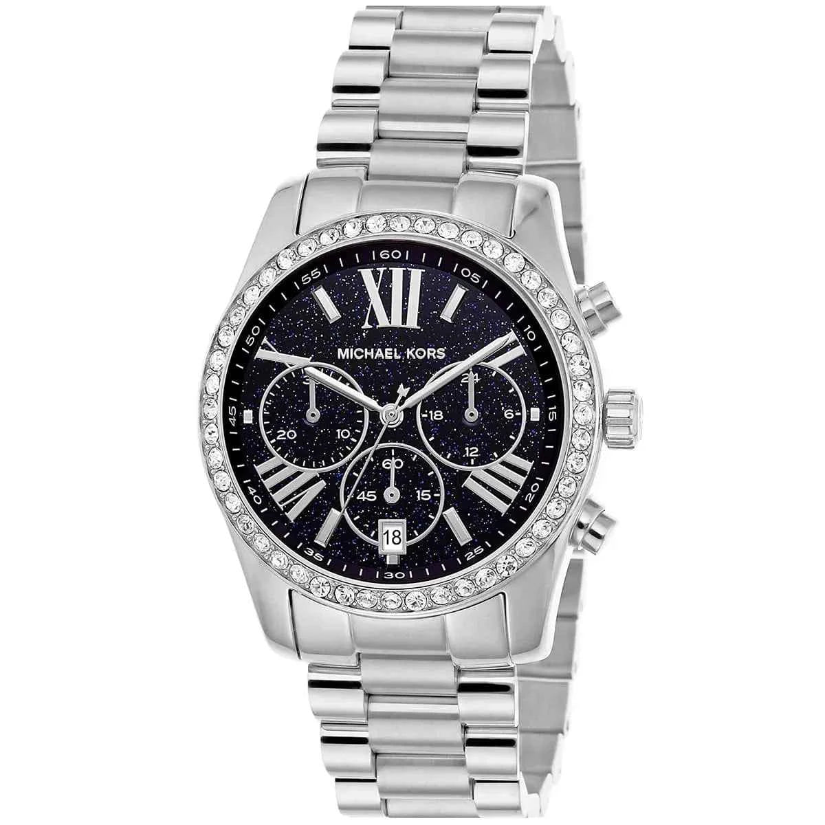 Michael Kors Lexington MK7277 Women's Blue Dial Silver Stainless Steel Chronograph Watch