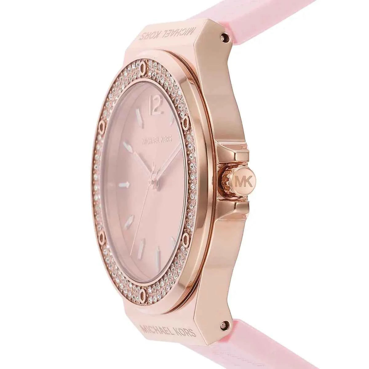 Michael Kors Lennox MK7282 Women's Rose Gold Dial Pink Silicone Strap Watch