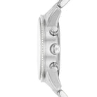 Side profile of Michael Kors Ritz MK7301 silver stainless steel bracelet watch