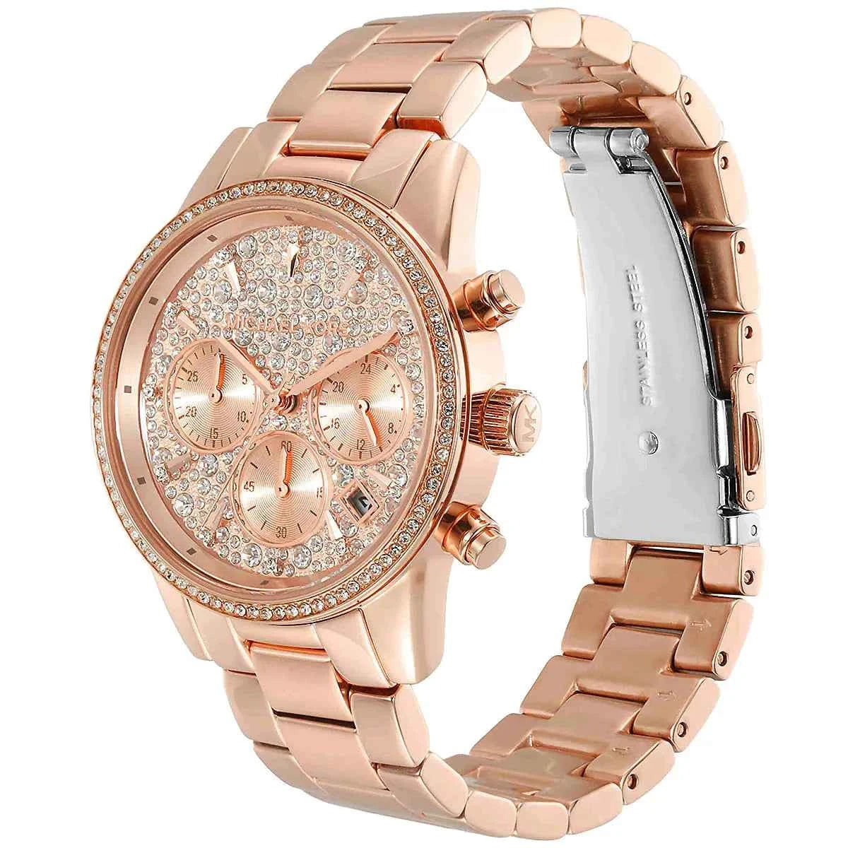 Michael Kors Ritz MK7302 Women's Rose Gold Dial Rose Gold Stainless Steel Chronograph Watch