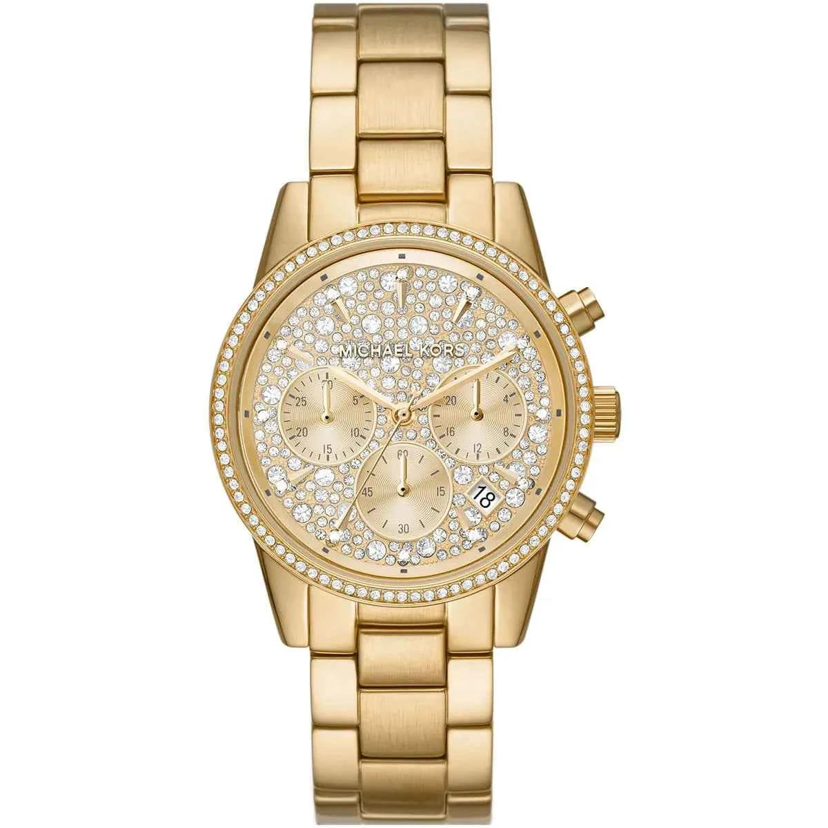 Michael Kors Parker MK7310 Women's Gold Dial Gold Stainless Steel Chronograph Watch