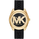 Michael Kors Janelle MK7313 women's black dial black silicone watch front view