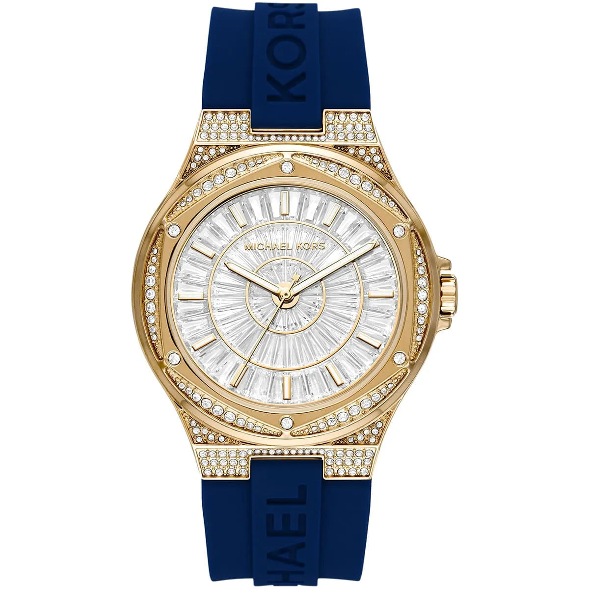 Michael Kors Camille MK7333 women's white dial blue silicone watch front view