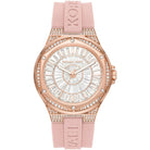 Michael Kors Camille MK7334 women's white dial pink silicone watch front view