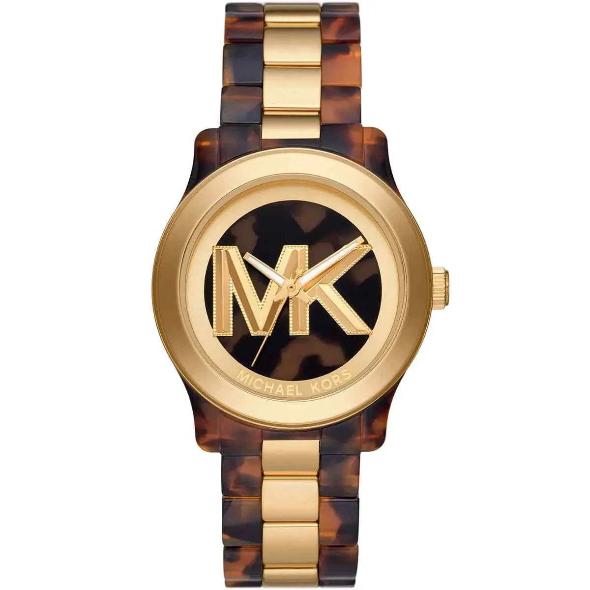 Michael Kors Runway MK7354 Women's Gold & Brown Dial Gold & Brown Acrylic Watch
