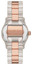Michael Kors Runway MK7355 Women's Rose Gold Pavé Dial Two-Tone Clear Bracelet Watch