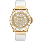 Michael Kors Runway MK7357 women's gold dial white silicone watch front view