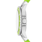 Side profile of Michael Kors Everest MK7360 green rubber strap watch