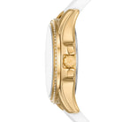 Side profile of Michael Kors Mini Pilot MK7372 white silicone strap watch