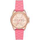 Michael Kors Mini Pilot MK7375 women's rose gold dial pink silicone watch front view