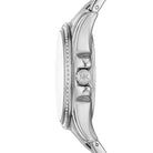 Side profile of Michael Kors Pilot MK7379 silver stainless steel bracelet watch