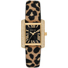 Michael Kors Emery MK7387 women's black dial brown leather watch front view