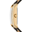 Side profile of Michael Kors Emery MK7387 brown leather strap watch