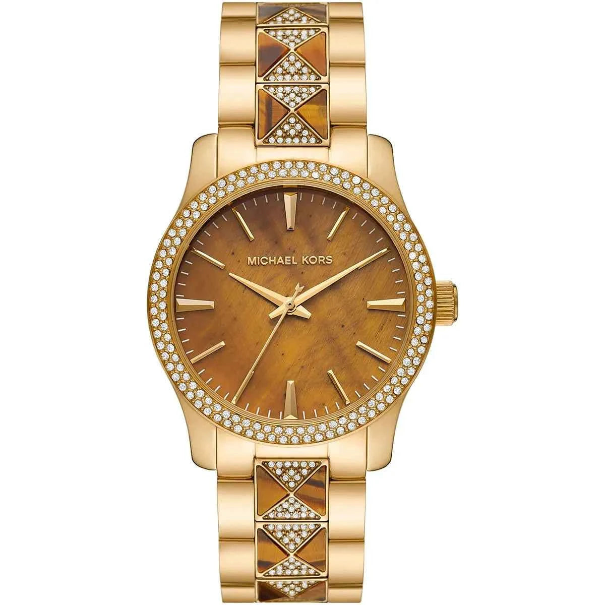 Michael Kors Runway MK7389 Women's Brown Dial Gold Stainless Steel Watch