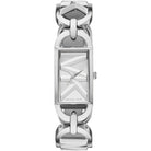 Michael Kors Empire MK7407 women's silver dial square stainless steel watch front view