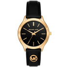 Michael Kors Slim Runway MK7482 women's black leather watch