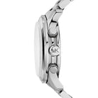 Side profile of Michael Kors Runway MK8086 silver metal bracelet watch