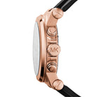 Side profile of Michael Kors Dylan MK8184 black rubber strap watch