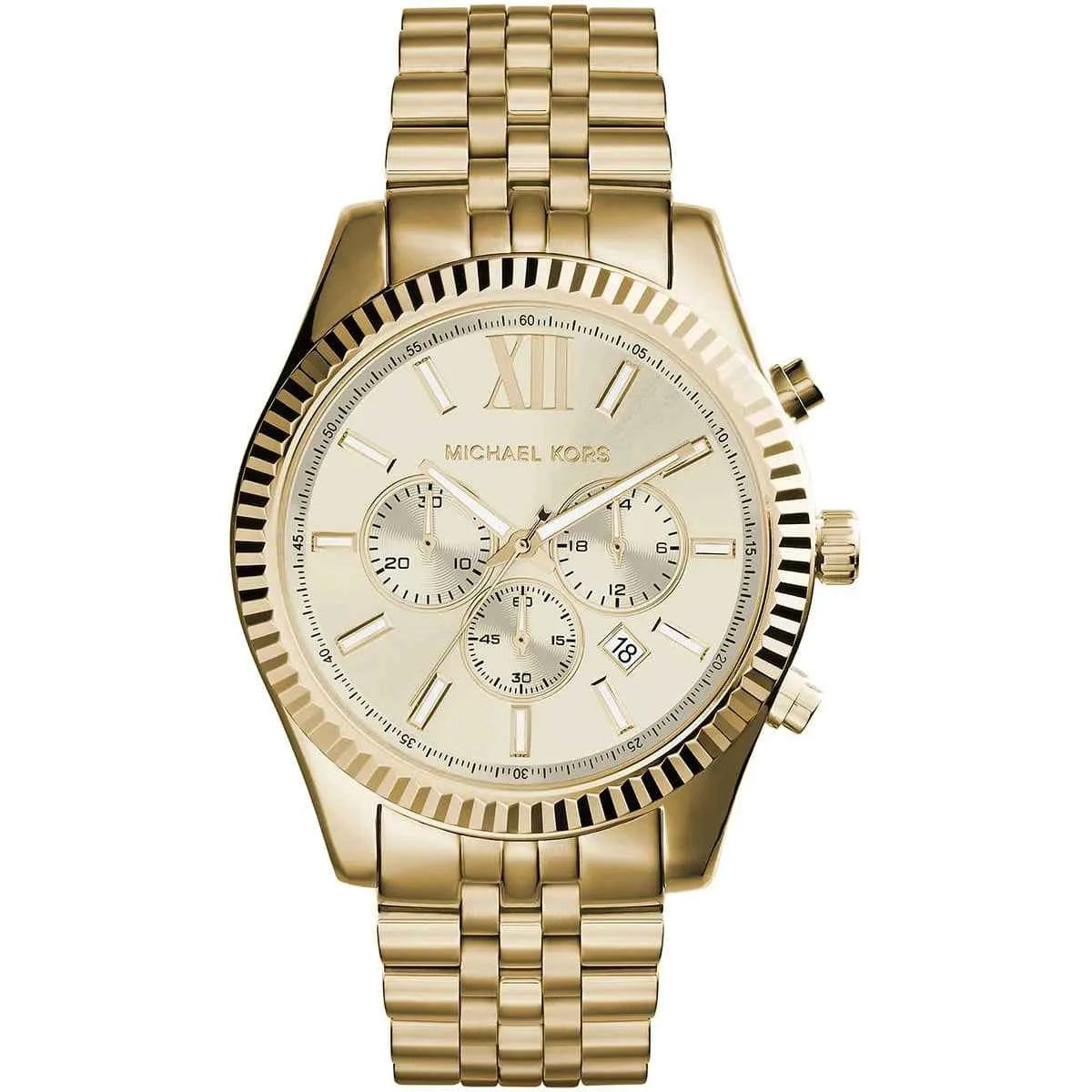 Michael Kors Lexington MK8281 Men's Gold Dial Gold Stainless Steel Chronograph Watch