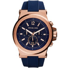 Michael Kors Dylan MK8295 men's blue dial blue rubber chronograph watch front view