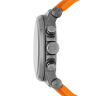 Side profile of Michael Kors Dylan MK8296 orange silicone rubber strap watch