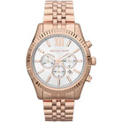 Michael Kors Lexington MK8313 Unisex Silver Dial Rose Gold Stainless Steel Chronograph Watch