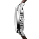 Side profile of Michael Kors Gage MK8362 brown genuine leather strap watch