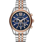 Michael Kors Lexington MK8412 Men's Blue Dial Silver & Rose Gold Stainless Steel Chronograph Watch
