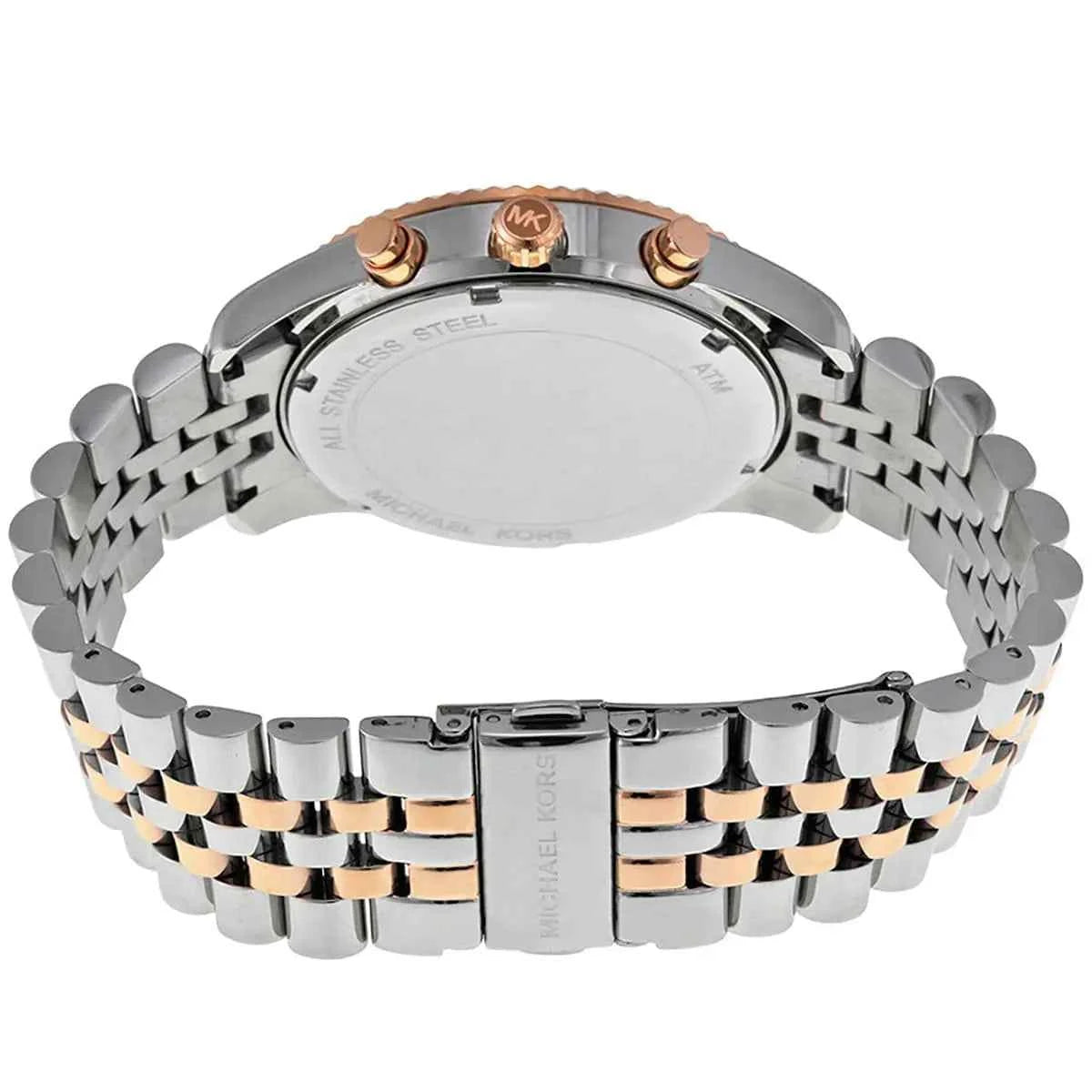 Michael Kors Lexington MK8412 Men's Blue Dial Silver & Rose Gold Stainless Steel Chronograph Watch