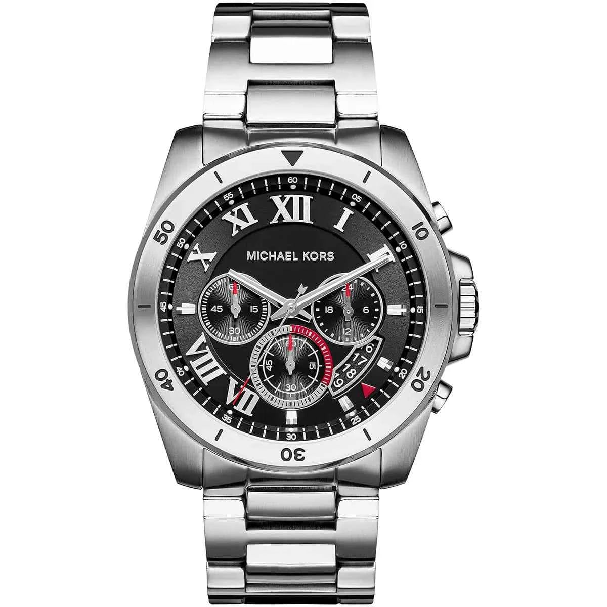 Michael Kors Brecken MK8438 Men's Black Dial Silver Stainless Steel Chronograph Watch
