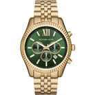 Michael Kors Lexington MK8446 Men's Green Dial Gold Stainless Steel Chronograph Watch