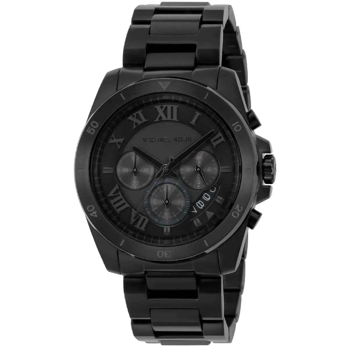 Michael Kors Brecken MK8482 Men's Black Dial Black Stainless Steel Chronograph Watch