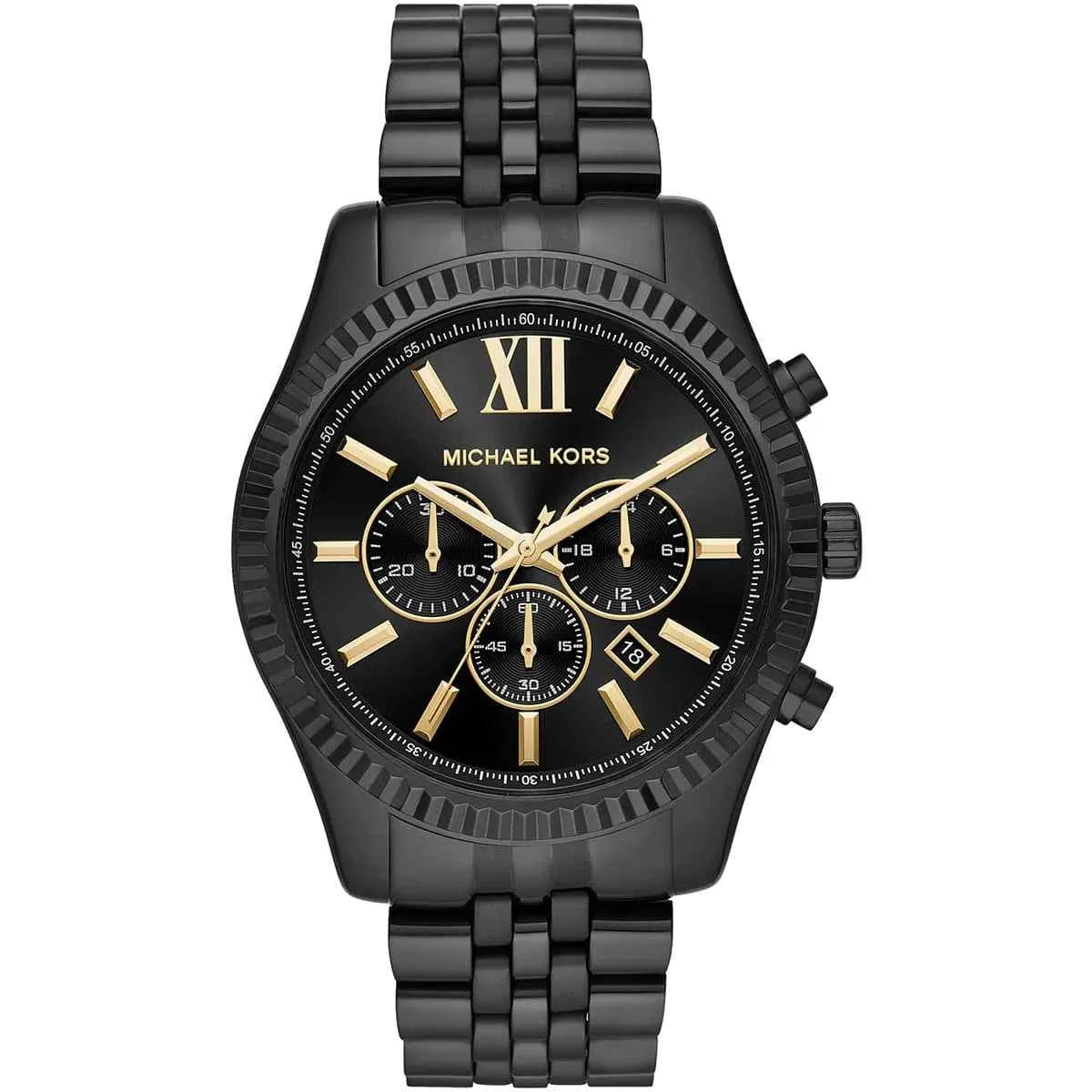 Michael Kors Lexington MK8603 Men's Black Dial Black Stainless Steel Chronograph Watch