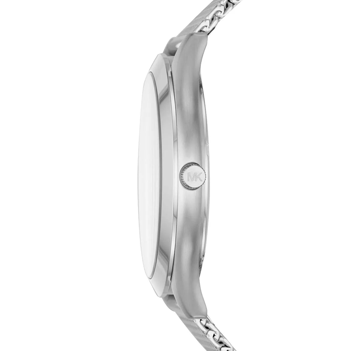 Side profile of Michael Kors Runway MK8606 stainless steel men's wristwatch